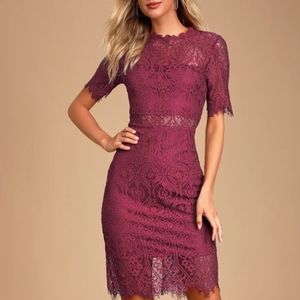 LULU'S Remarkable Burgundy Lacy Dress